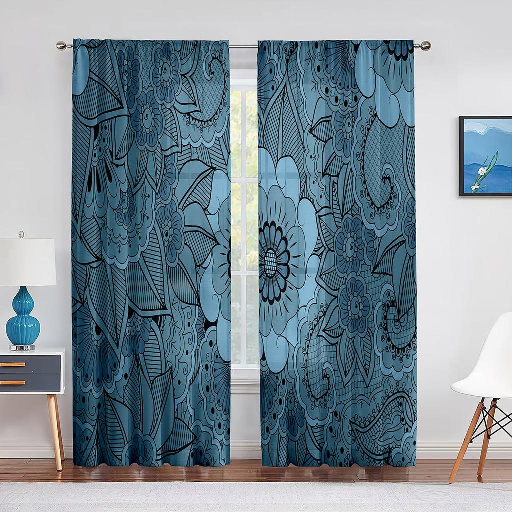 Purple Paisley Based on Traditional Eastern Pastel Design Tulle Curtain for Living Room Bedroom Decor Sheer Voile Window Curtain