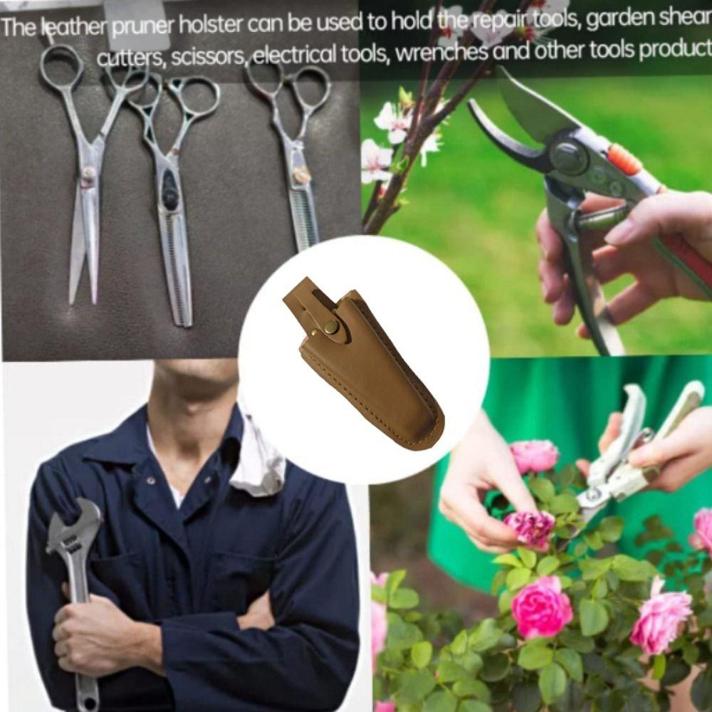 Durable Leather Pruning Tool Bag Portable Buckle Closure Pliers Storage Pouch Gardening Trimming Tools Home Supplies