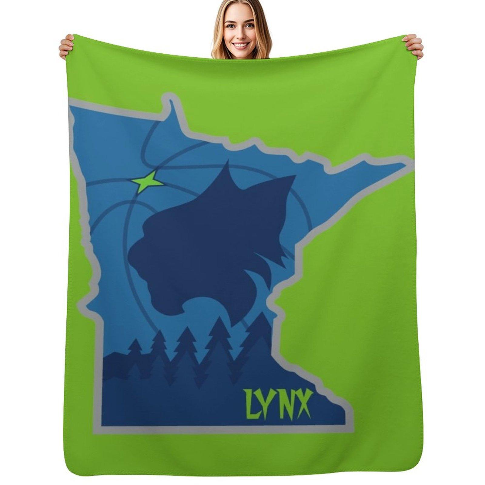 MN Lynx Outline Throw Blanket Faux Fur Soft Warm Blanket for Bed Size: 75*100cm, Weight: 230 GSM