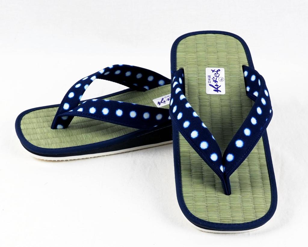 ISM Japanese Pattern Geta Free Size Sandals, Indigo,