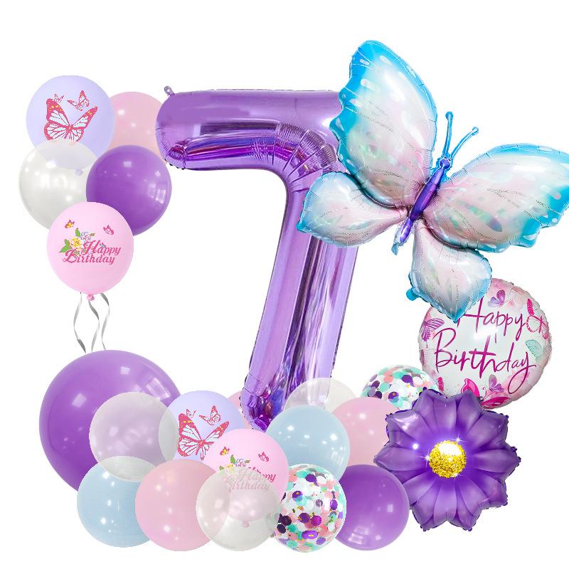 Ice Blue Butterfly Balloon Set Sex Reveal Birthday Party Arrangement Guiding Post Digital Latex Balloon Party