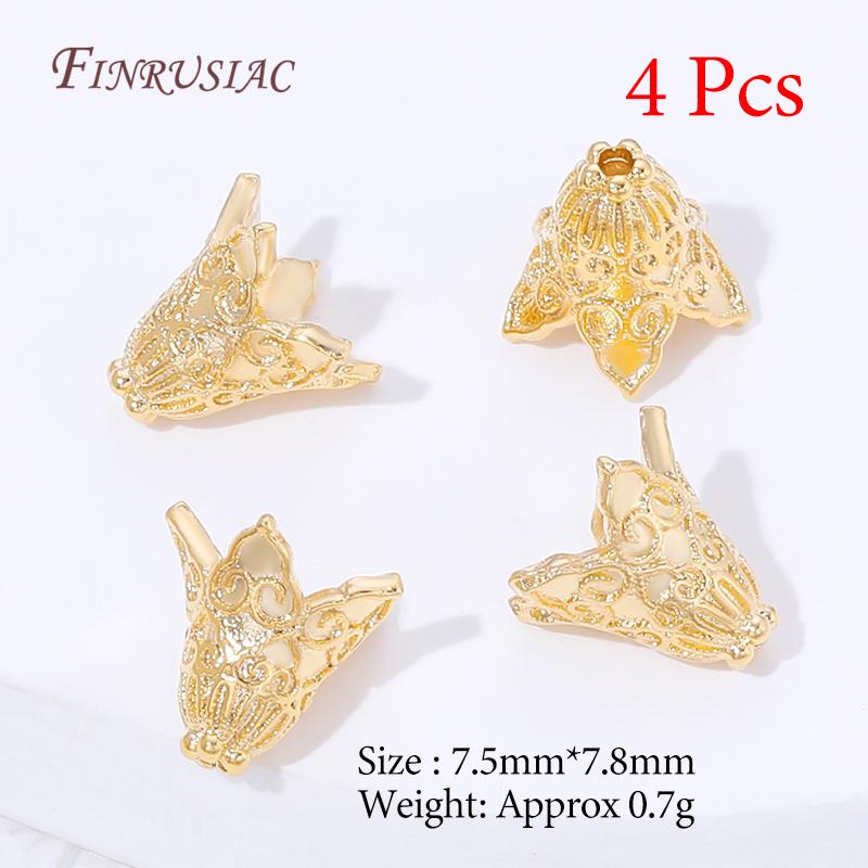 Multiple Styles 18K Gold Plated Beads Caps For Jewelry Making,Brass Flowers Caps For Bracelets DIY Accessories,Tassel End Cap