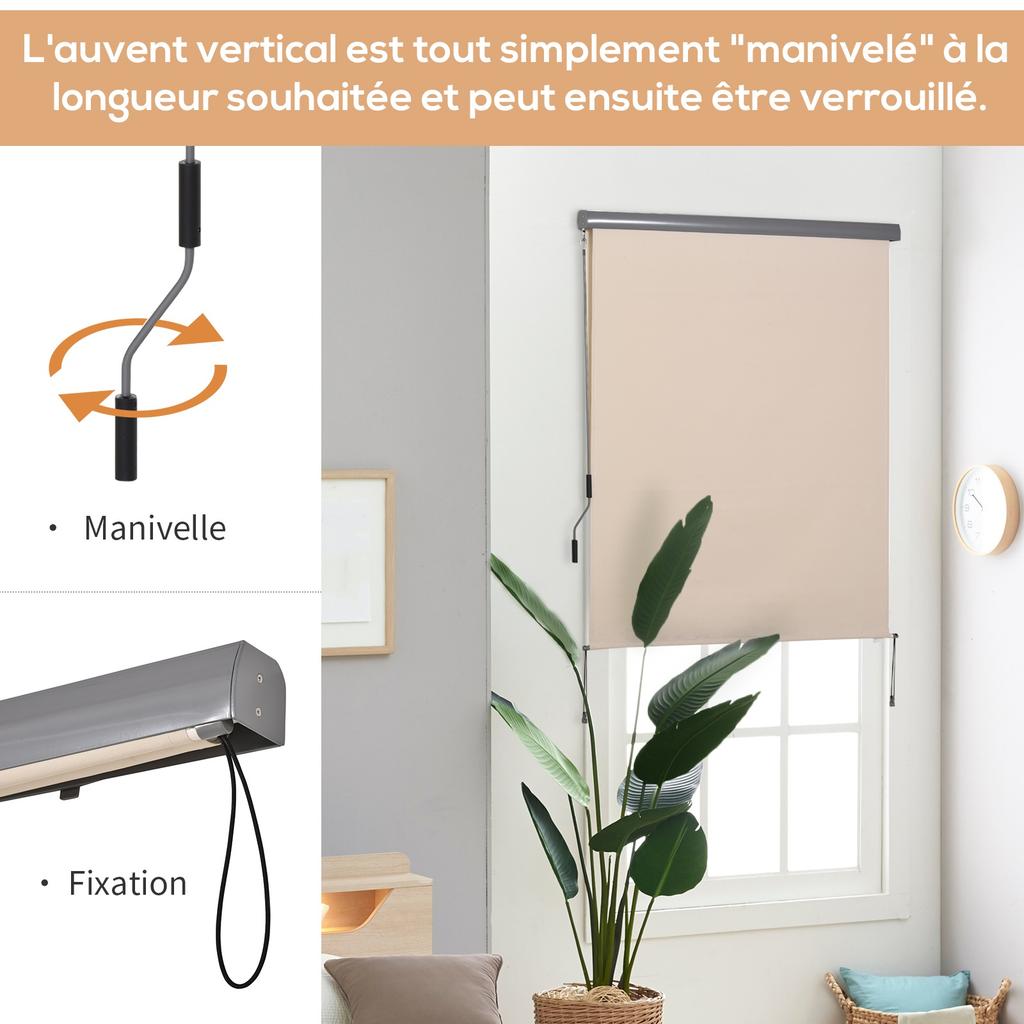 Outdoor Roller Blind 2.5 X 1.6 m with Crank Handle, Aluminium and 280g/M² Polyester, Cream