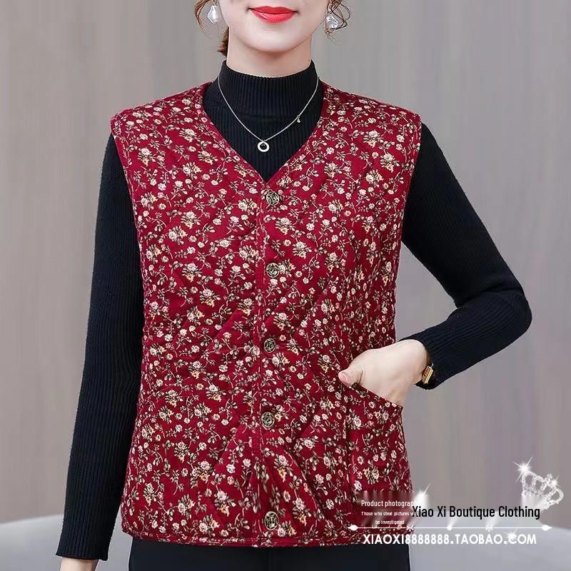 Camel Down Cotton Vest for Women - Autumn & Winter Versatile Shoulder Warmer for Middle-aged & Elderly Moms