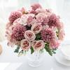 1PC Artificial Flowers Silk Rose Peony Bouquet Hydrangea Carnation Vases for Home Party Winter Wedding Decoration Fake Plant