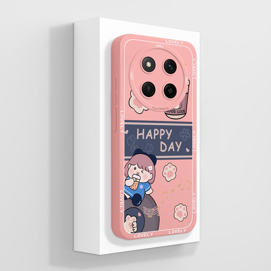 For Honor Magic 7 Lite Case Cute Panda Soft Liquid Silicone Funda High Quality Back Cover For Magic7 Lite Phone Protector Gift