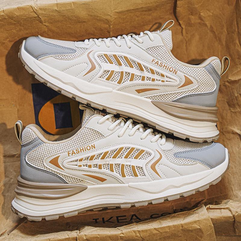 Herbst Herrenschuhe Neue Atmungsaktive Mesh Sportschuhe für Herren Koreanischer Stil Trendig Vielseitig Dicksohlige Lässige Papa-Schuhe Trendschuhe