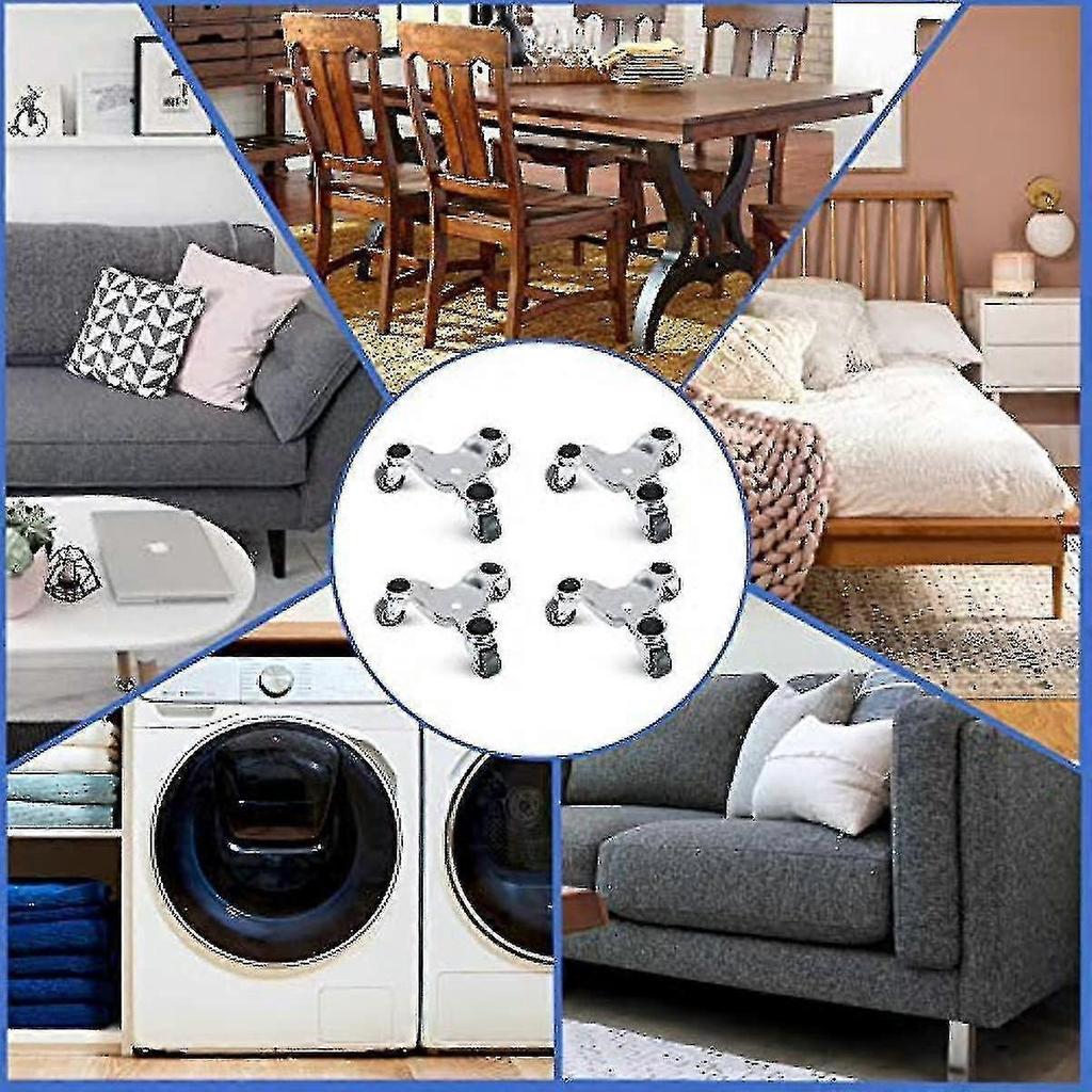 4er-Pack 6 Zoll Stahl-Dreibein-Dolly-Set zum Bewegen von Möbeln und Geräten 220 lbs Tragfähigkeit