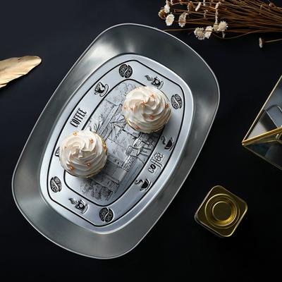 Retro Tinplate Dinner Plate Stainless Steel Serving Tray Round Seasoning Plates