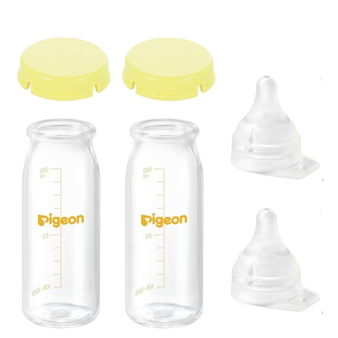 

Бутылочка для сцеженного грудного молока с соской для прямого прикладывания SS (общая) x 2, крышка KR x 2 + (для новорожденных) + (желтый)