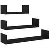 Wall Shelves (3 pcs) Black Oak Effect Wood Based Material