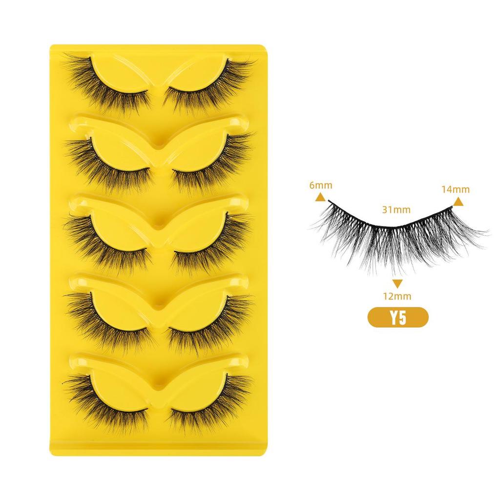 Five-Pair Set of Thick, Curly, 3D Fox-Eye Cat-Eye False Eyelashes