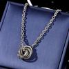 Woman Noble Multi-Layered Ursus Ring Necklace Elegant Necklace Fashion Silver Charm Orb Pendant Engraved Hollow Out Chain Dinner Dress Accessories