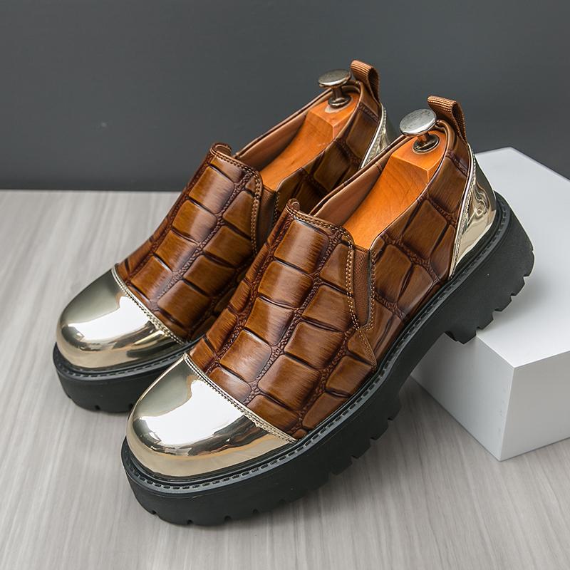 Fashion New Men Fashionable Loafers Men One-foot Thick-soled Anti-slip Height-increasing Leather Shoes British Business Shoes Size 38-46