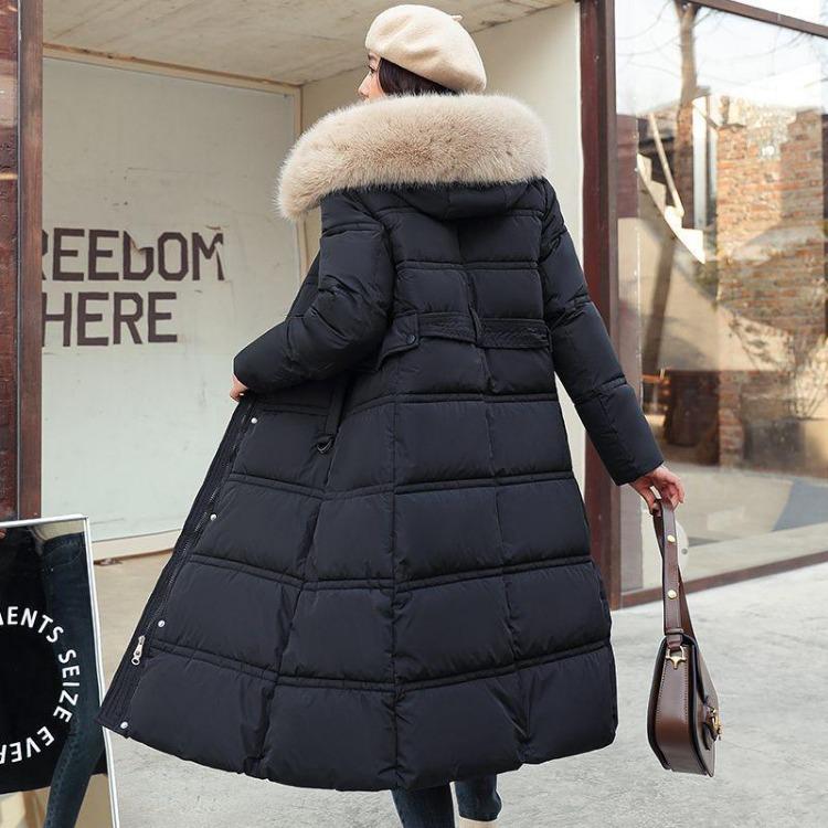 Warm Winter Fashion Jacket  Women Long Slimming Cotton Coat with Fur Collar Thickened