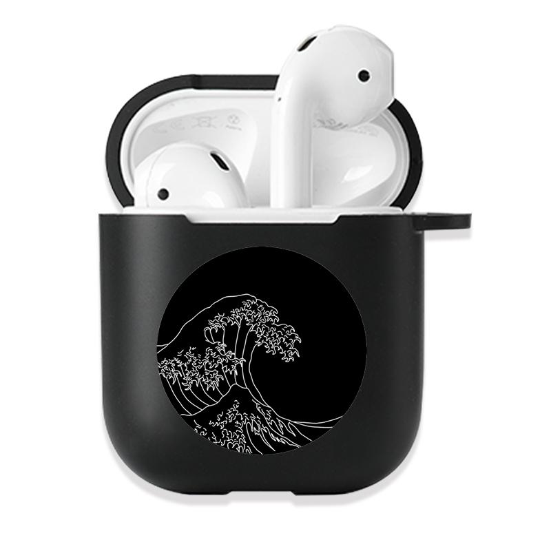 Soft Black Silicone Case for Apple Airpods Pro 3 2 1 The Great Wave of Kanagawa Bluetoooth Wireless Earphone Cases Airpod Cover