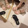 New Soft-soled Rhinestone Beach Sandals for Women Wearing Flat Shoes