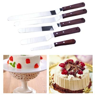 4/6/8/10/12-Zoll-Edelstahl-Kuchenspatel mit Holzgriff, Lebensmittelqualität, Creme, Marmelade, Kuchendekoration, abgewinkelter Zuckerguss-Offset-Spatel