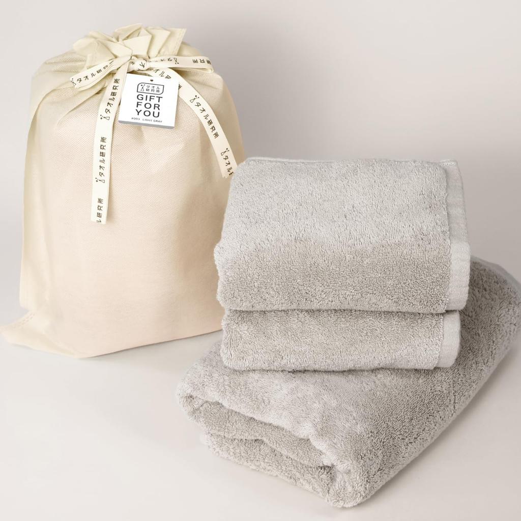 Towel Laboratory Gift Set of 1 Bath Towel 2 Face Light Gray JapanTechnology [Volume Rich] #003 3 + Towels, (Foggy Gray), Hotel-Grade, Thick, Fluffy,