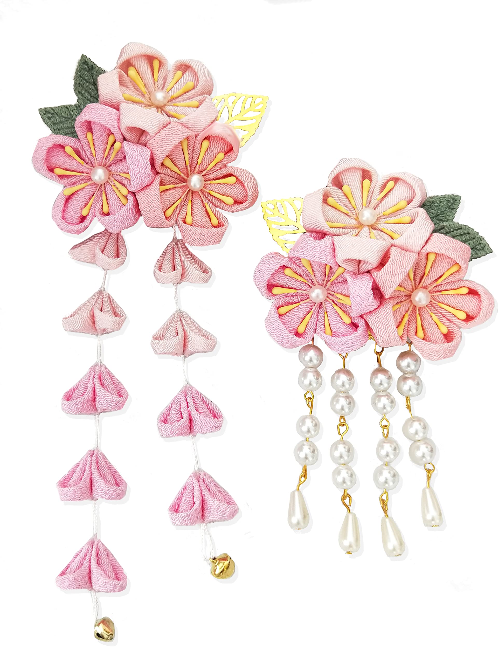 

[JZOON] Hair Ornament Set of 2 - Perfect for Coming-of-Age Ceremony, Shichi-Go-San, Yukata, Hakama, Kimono, Furisode, and other Japanese Attire.