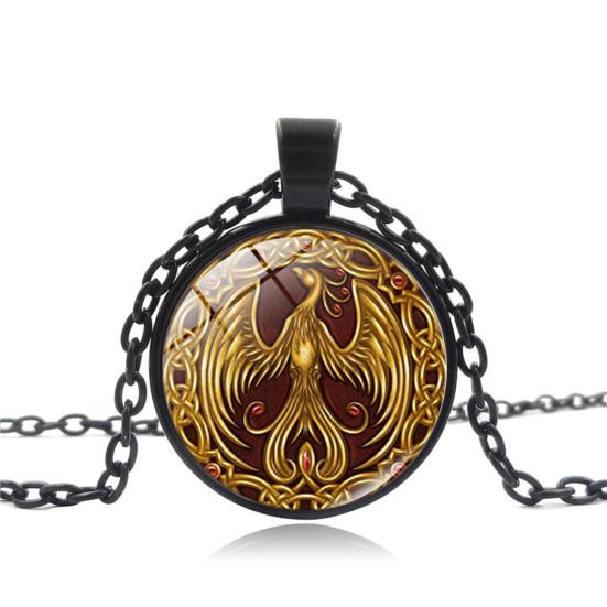 

Подвеска с рисунком Феникса, кабошон, винтажные ювелирные изделия, стеклянное ожерелье, цепочка, женский подарок чёрный