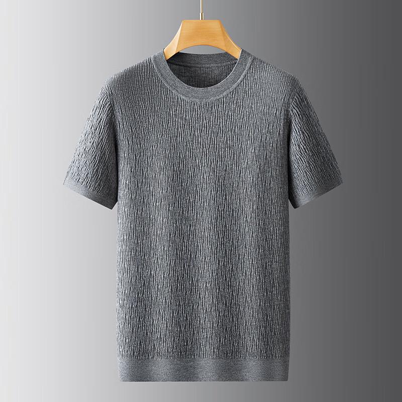 Men's Plus Size Pleated Short Sleeve Knit Sweater