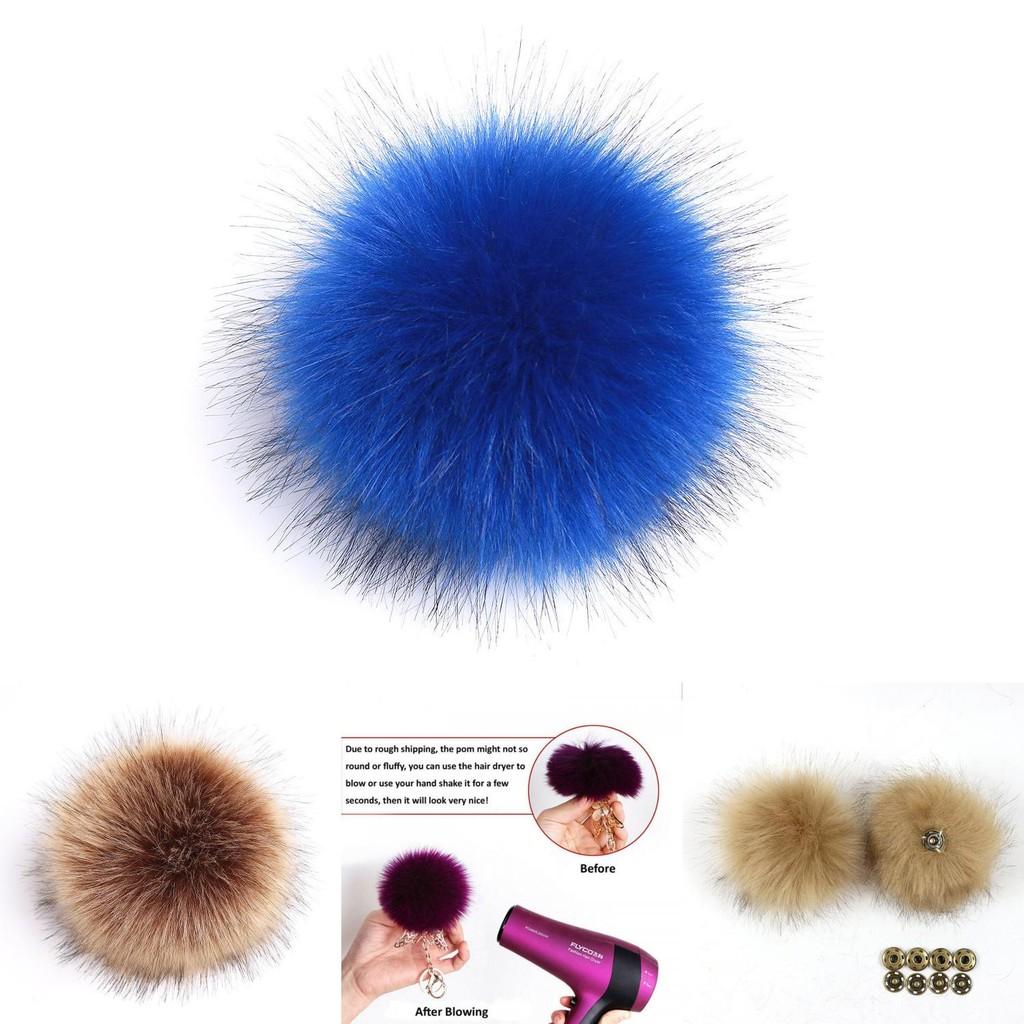 Luxurious Diy Women Faux Raccoon Fur Pom Poms Ball For Knitting Beanie Hats