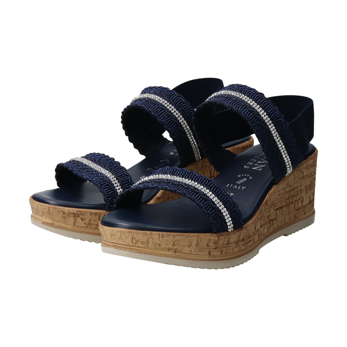 

Espadrille Wedge Sandals Rhinestone Ribbon Platform Sandals Blue cm [Italian Shoemaker] Women s 22.5 синий