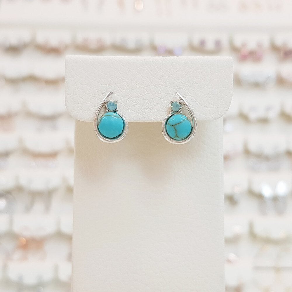 Drop-line turquoise cat-eye earrings (Le836)