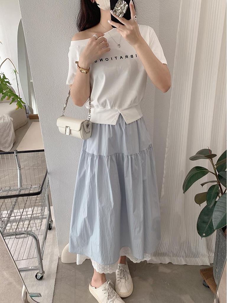 Oumalai Sweet Gentle High Waist A-line Umbrella Skirt for Women