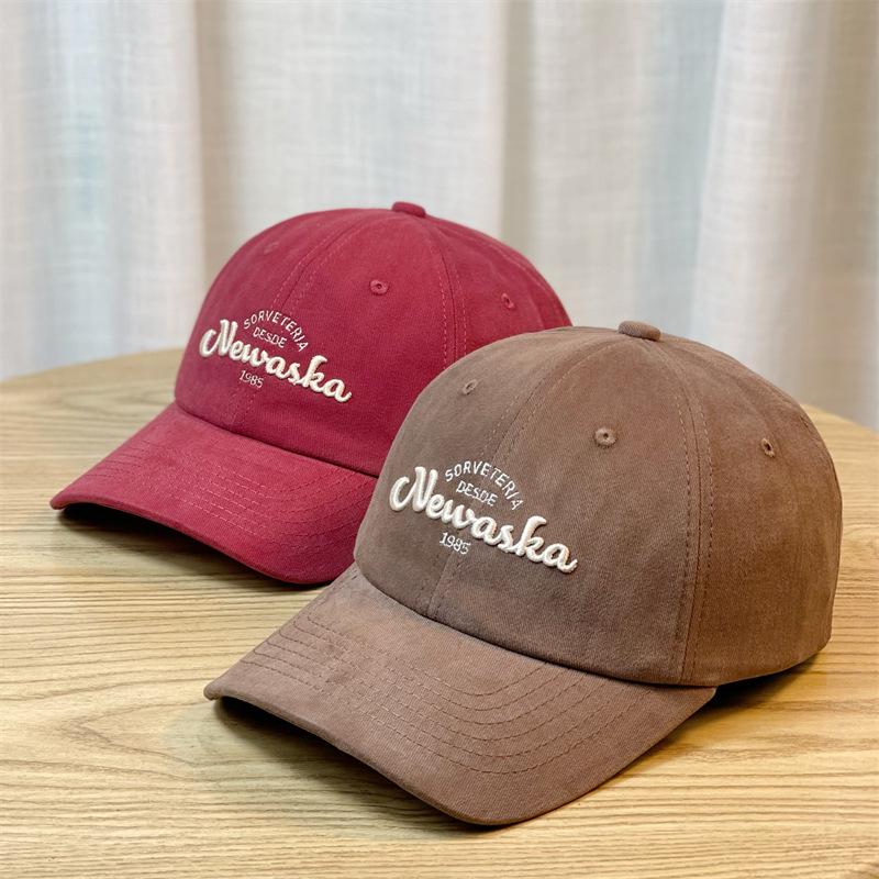 New duckbill cap with soft top and letter embroidery, adjustable deep-top baseball cap that makes the face appear smaller, sun protection hat for