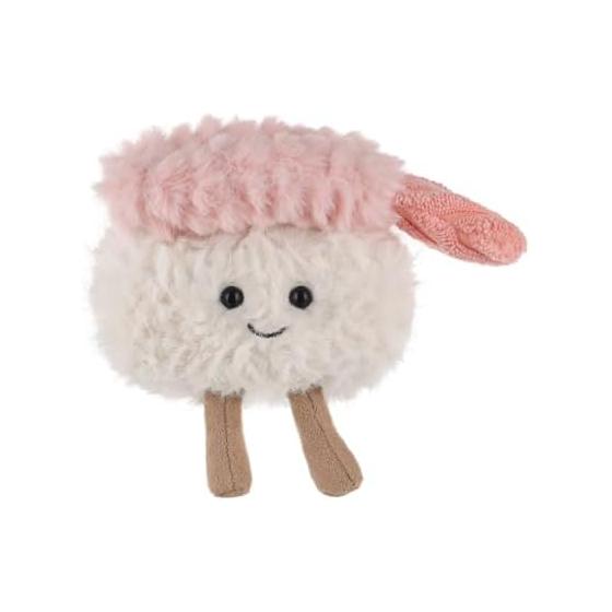 Apricot Lamb Shrimp Sushi Plush Toy, Soft Cute Fluffy Shrimp Sushi for Boys and Girls 8cm