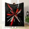 A Dynamic Explosion of Red, White, and Black Brushstrokes On a Dark Background. for All Seasons Blanket Lunch Break Throw Gift