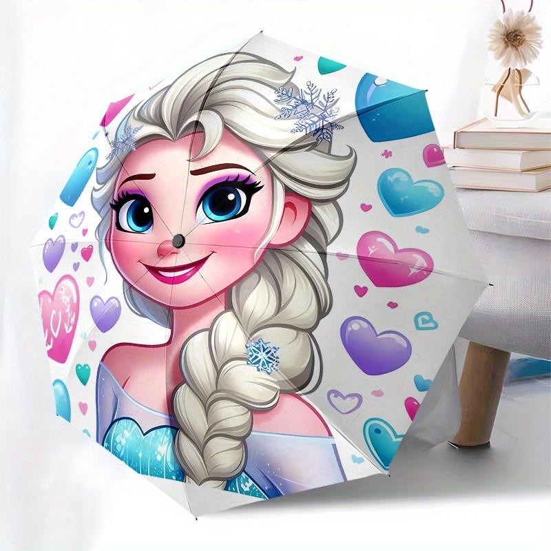 Disney Elsa,Frozen,Hearts Manual Opening and Closing Umbrella, 49-Rib Reinforced Folding Design, Lightweight