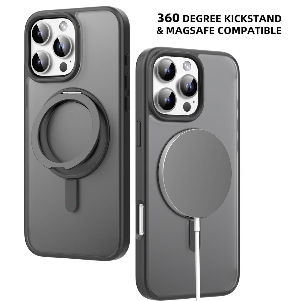 MUTURAL For iPhone 16 Pro Max Case Compatible with MagSafe Ring Kickstand PC+TPU Back Cover