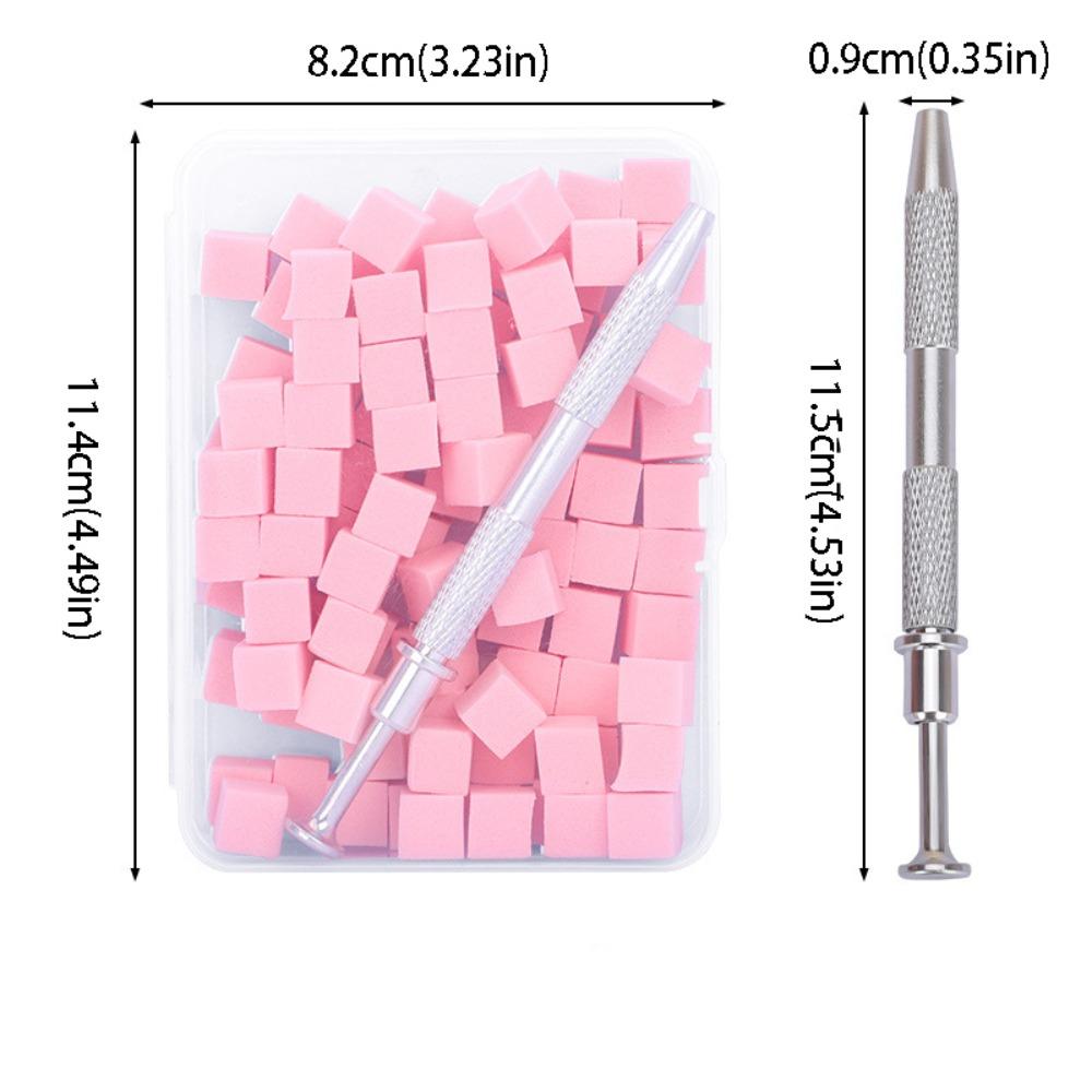 100Pcs Set Nail Art Sponges Set Square Shape Manicure Tools Nail Sponge Grab Pen Home Manicure розовый