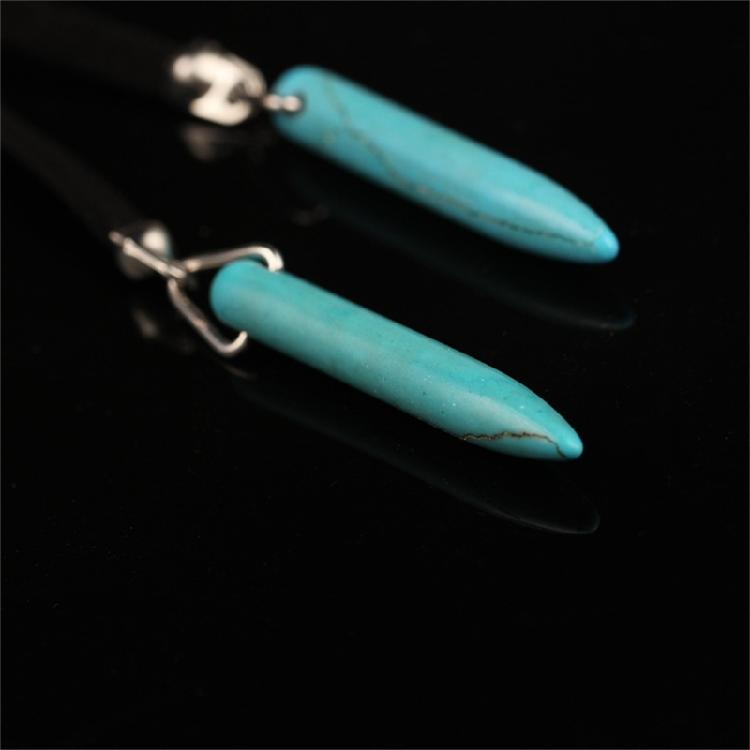 Turquoise Charm Necklace Bohemian Jewelry Natural Blue Stone Lariat Wrap