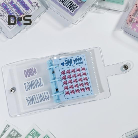 كتاب توفير المال محفظة لاصقة بإبزيم مقاوم للماء ومقاوم للتمزق غلاف PVC منتج جذاب لتوفير المال