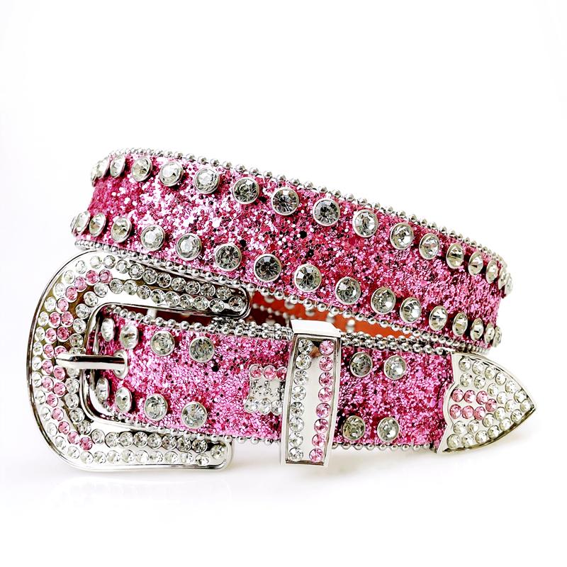 Punk Rock Rhinestone Western Belts Fashion Luxury Studded Belts Strap Diamond Bling Belts Cowgirl Cowboy Belt for Goth Jeans