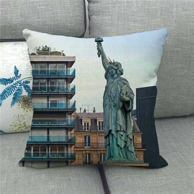 The Statue Of Liberty (Independent And Free) Digital Printing Short Plush Pillow Covers For Sofa Office Cushion Cover Home Goods