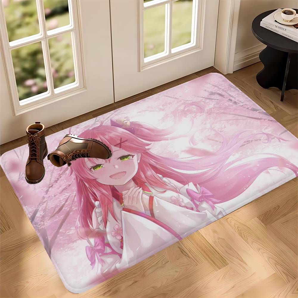 Hololive Sakura M-miko Bath Mat Kids Room Bedroom Decoration Balcony Anti-Slip Doormat Living Room Alfombra