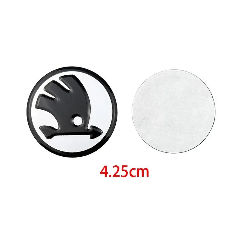 AAAAL1 Aluminum Alloy 42.5mm Car Steering Wheel Center Stickers for Skoda Rapid Octavia Fabia 1 2 Karoq Kodiaq Yeti Superb Interior