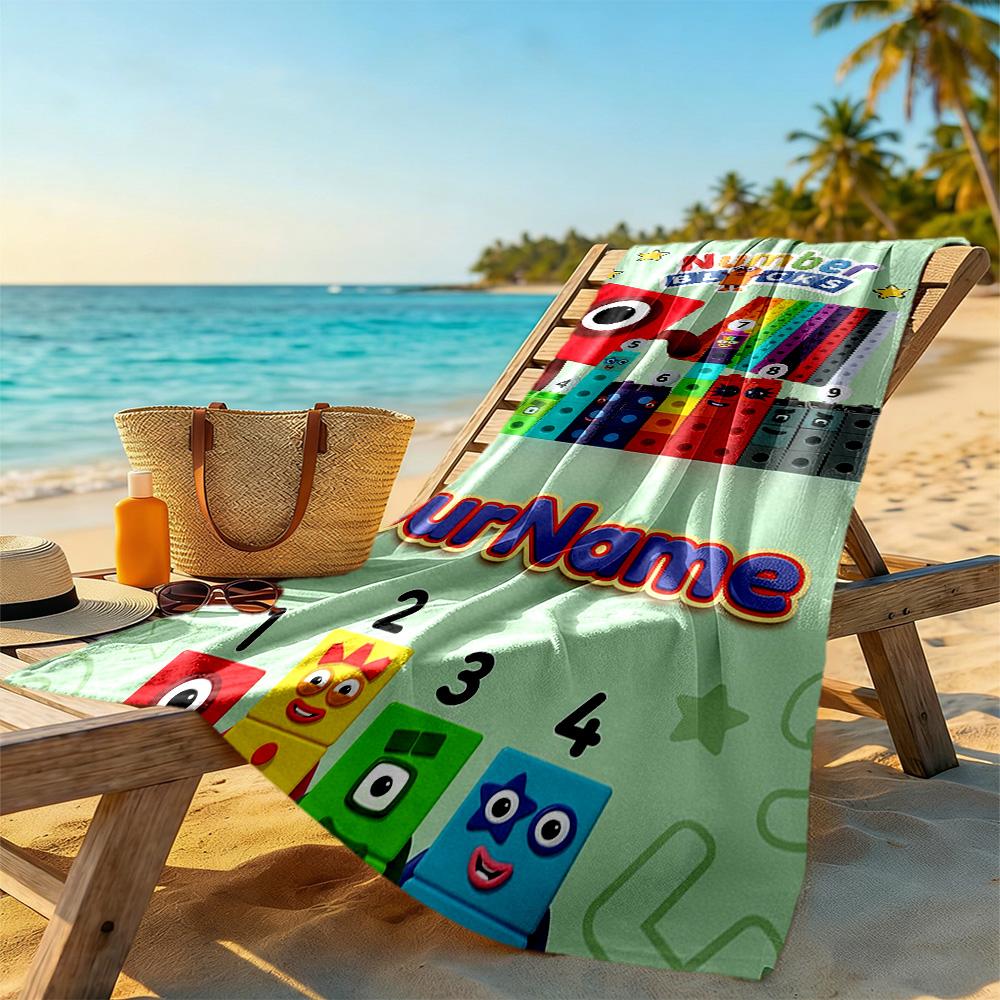 Numberblocks Customize Text Beach Towel Soft Durable Quick-Dry Perfect for Traveling Yoga Camping and Swimming