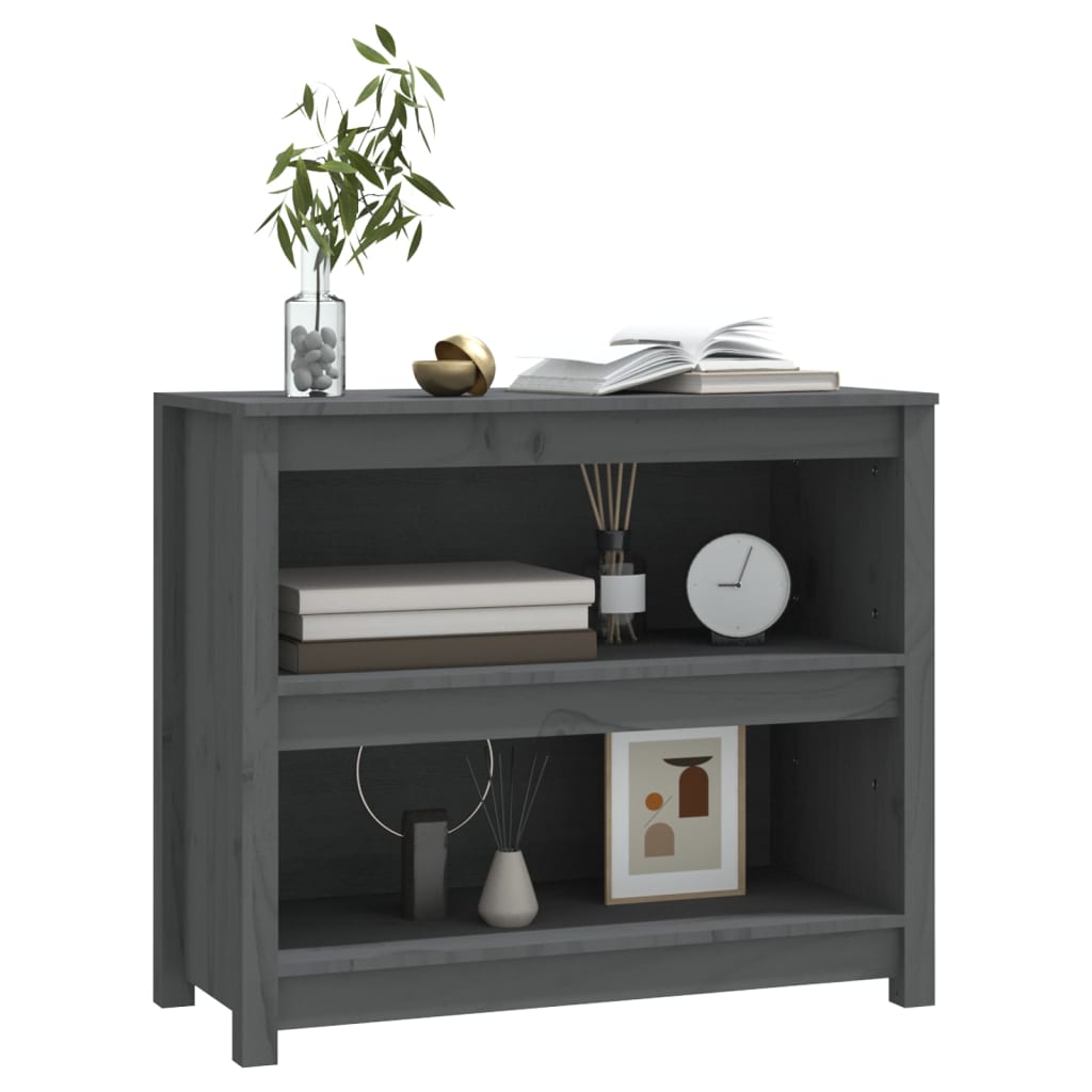 Bookshelf Gray 80 x 35 x 68 cm Solid Pine Wood