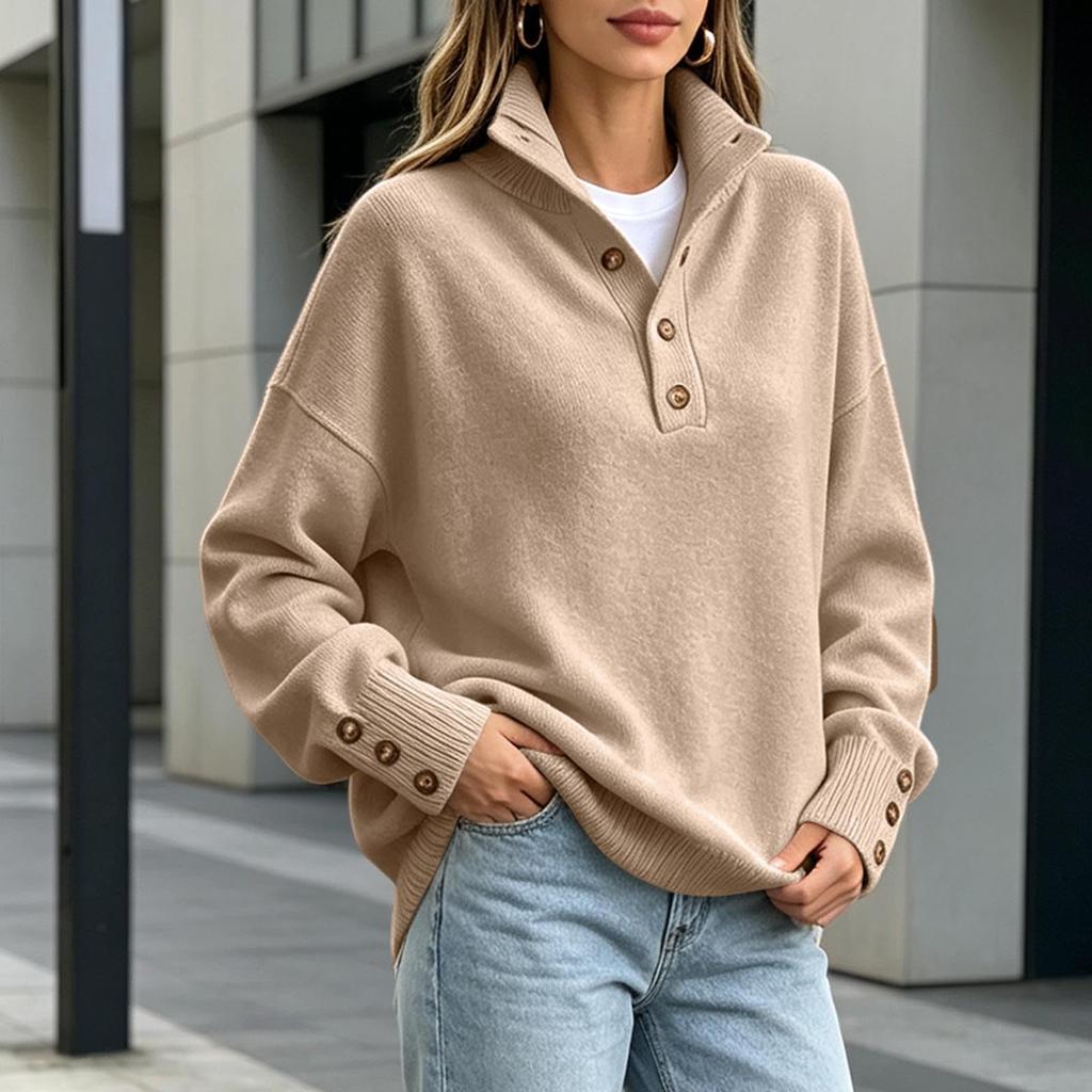 Women's Casual Long Sleeve V-Neck Knit Top