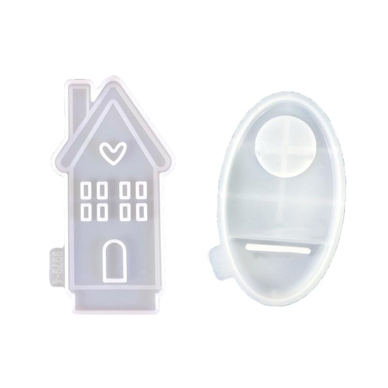 Heart House Candle Holder Molds for Resin Epoxy Casting Mold DIY House Shaped Candlestick Mould with Base Home Decors