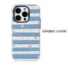 Blue Pink Heart Stripes Phone Case for IPhone 17AIR 16E 16 15 14 13 12 11 17 Pro Max Plus Double-layer Back Cover