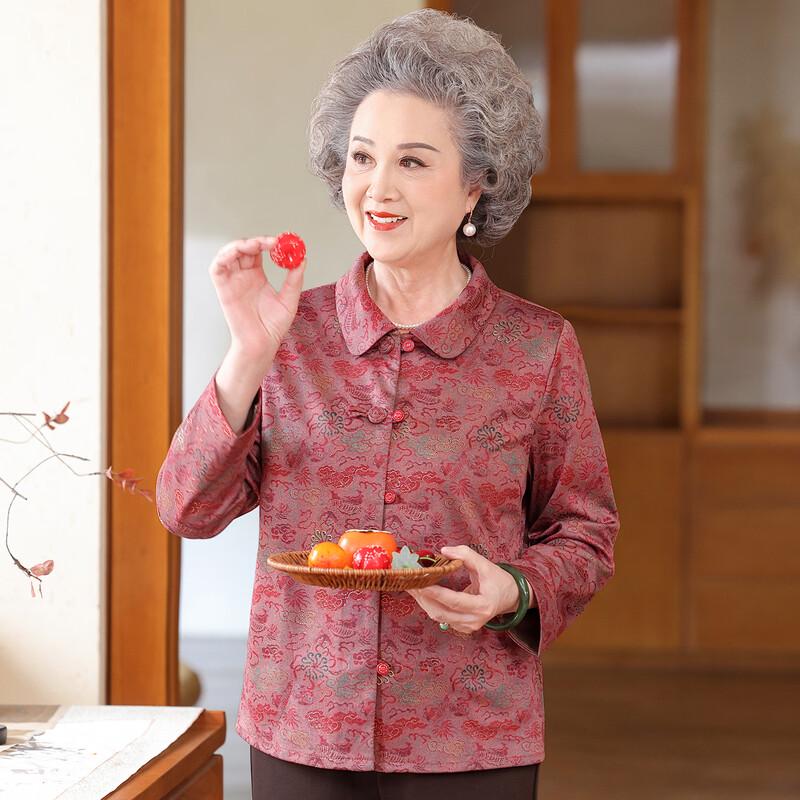 Elderly Women's Tang Style Floral Spring Thin Jacket