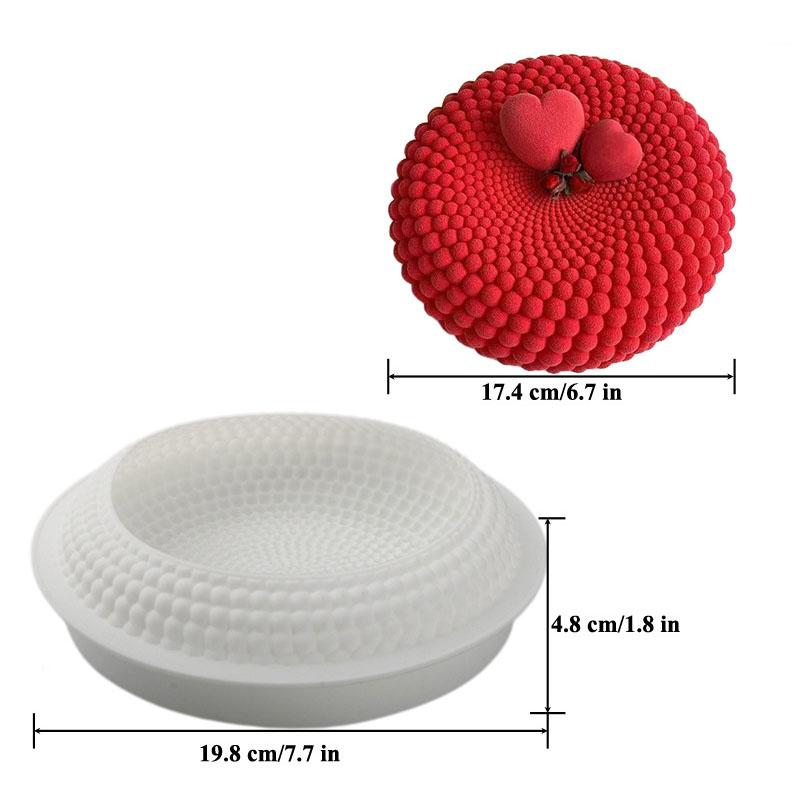 Round Mousse Cake Pan For Baking Large Dunes Silicone Mold 3D Geometric Pearls Pastry Tools For Chocolate Kitchen Accessories