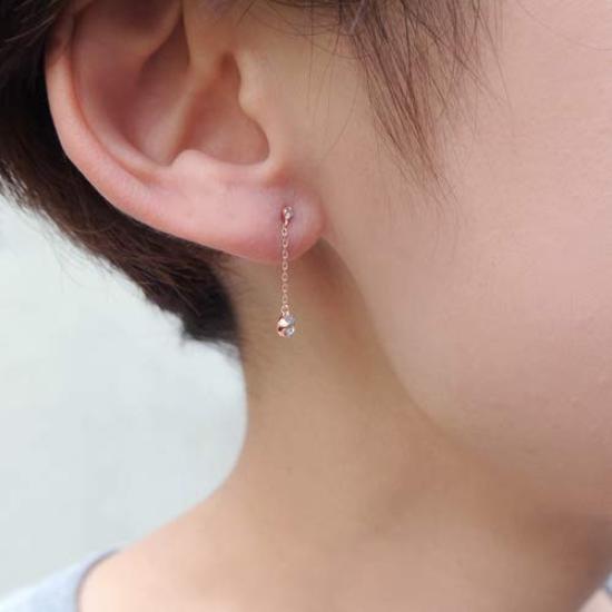 Vendome Aoyama Earrings K10 Pink Gold Basic White Topaz Diamond AJAA2310 TH [Official]